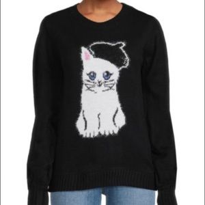 Karl Lagerfeld Paris Fuzzy Choupette Motif Sweater